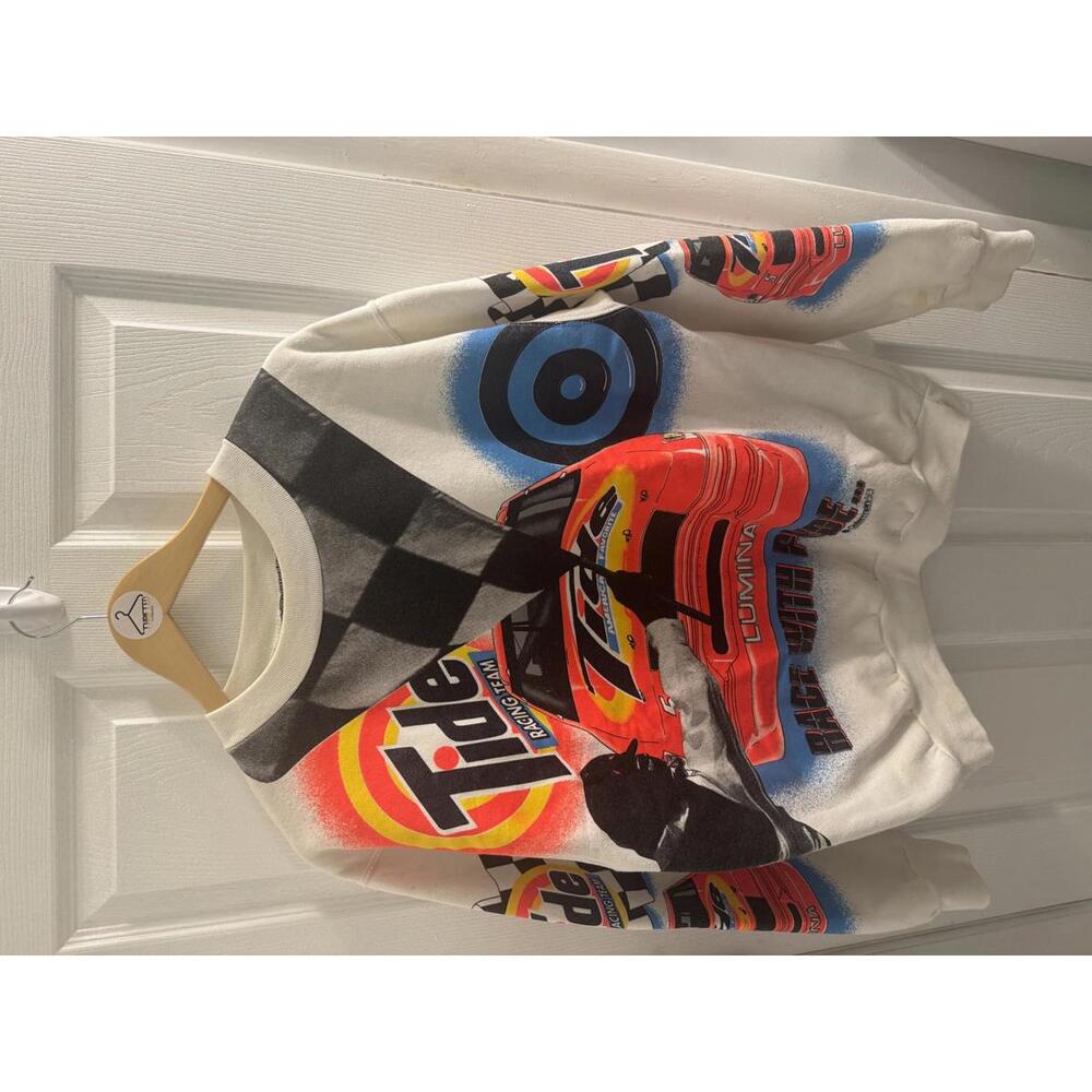 Vintage Ricky Rudd Tide Racing 5 Nascar AOP Crewneck Men Large Osterman USA 1993